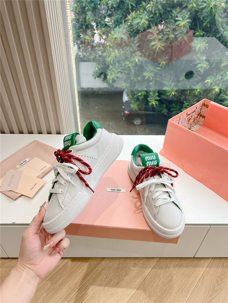 Miu Miu Green Lace Up Low Top Sneakers