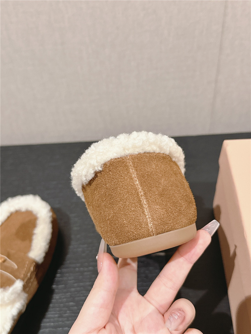 Miu Miu Shearling Ecru Suede Driving Shoes
