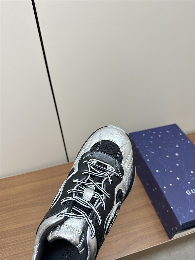 Gvc*1 interlocking g chunky sneakers black silver