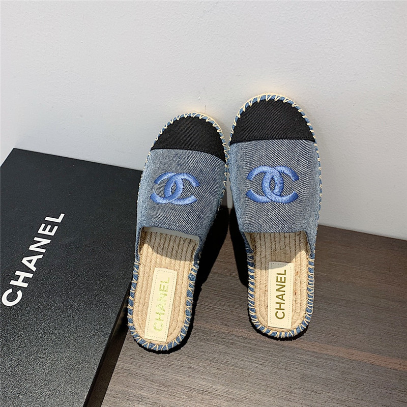 Ch**el blue denim espadrille mules