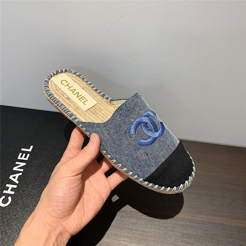 Ch**el blue denim espadrille mules