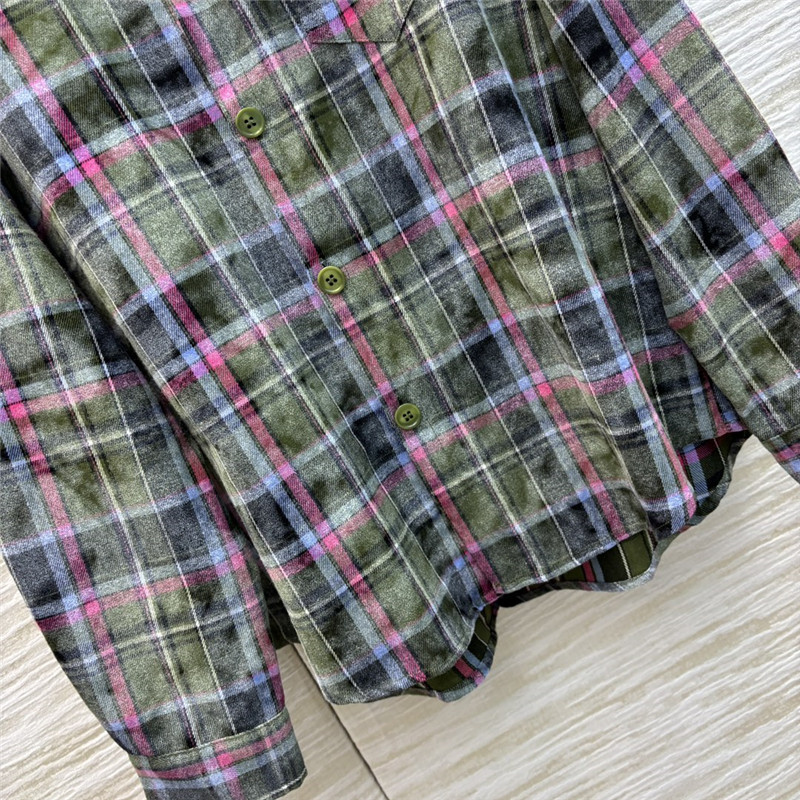 M1um1u letter dotted plaid shirt jacket replica clothes