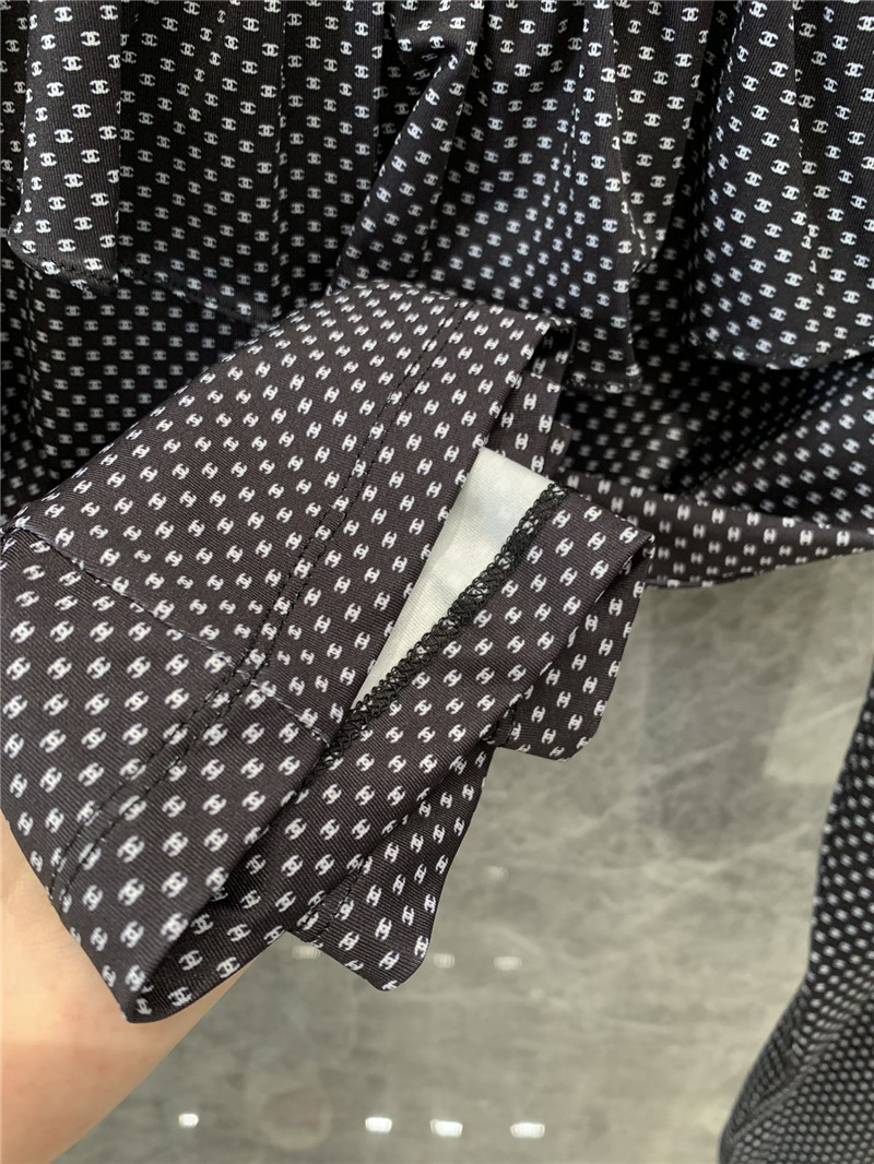 Ch**el logo polka dot ruffle long sleeve top replica clothes