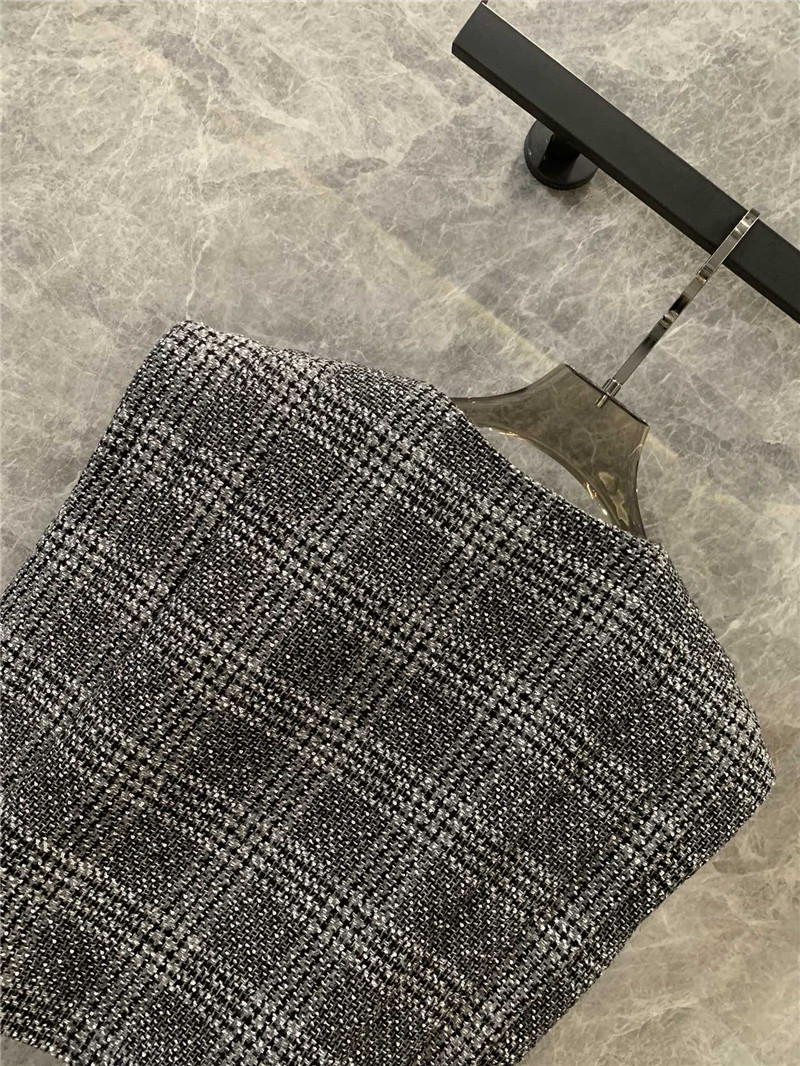 Ch**el round neck waistcoat design gray check vest replica clothes