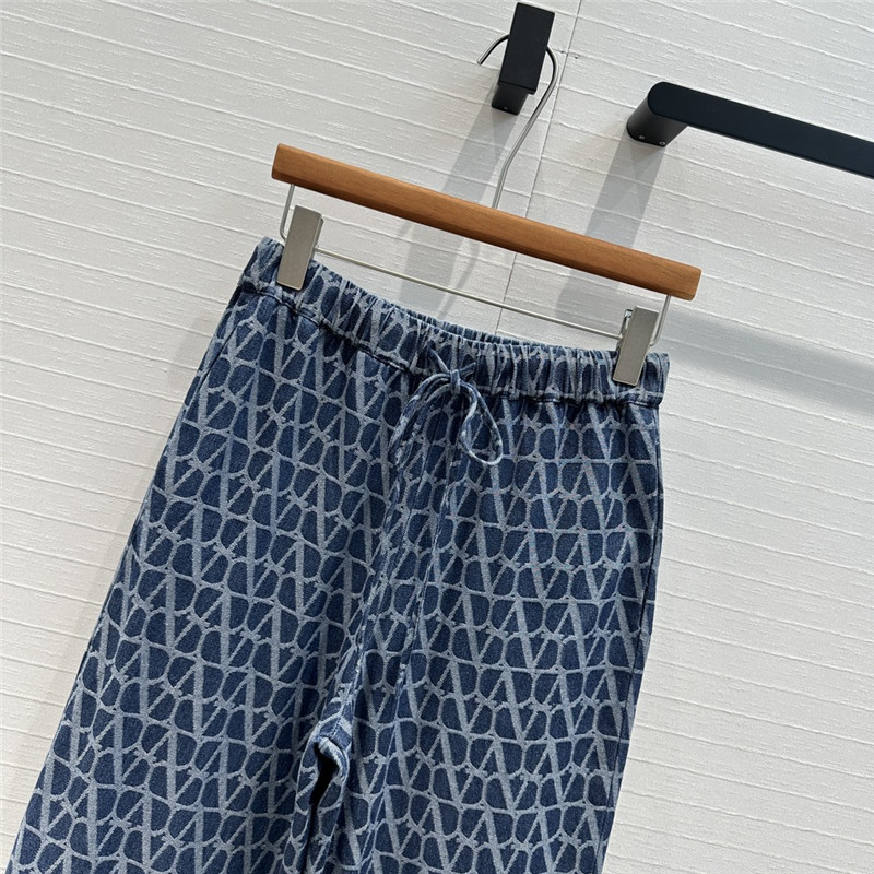 Va1e*ntin0 v jacquard denim trousers replica clothes