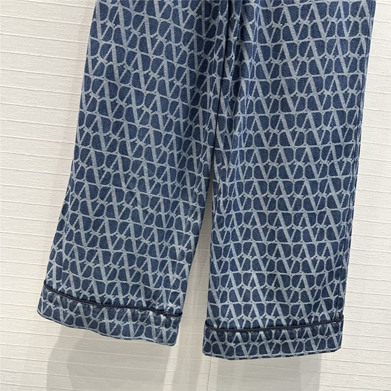 Va1e*ntin0 v jacquard denim trousers replica clothes