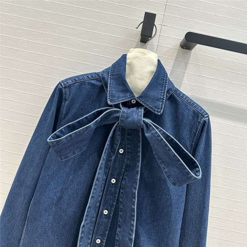 L0ew* bow tie lapel denim shirt replica clothing sites