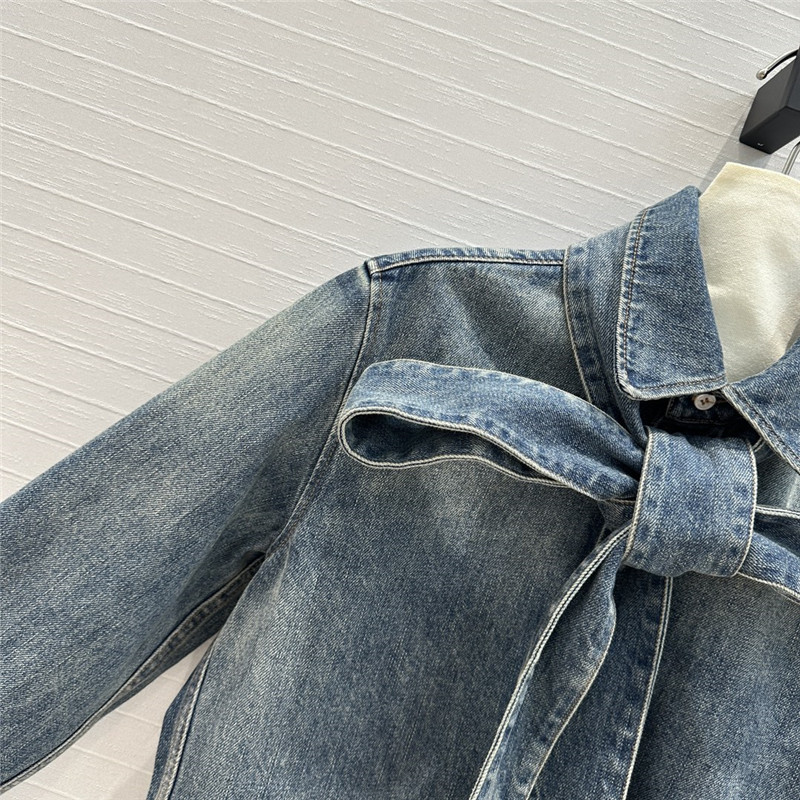 L0ew* bow tie lapel denim shirt replica clothing sites