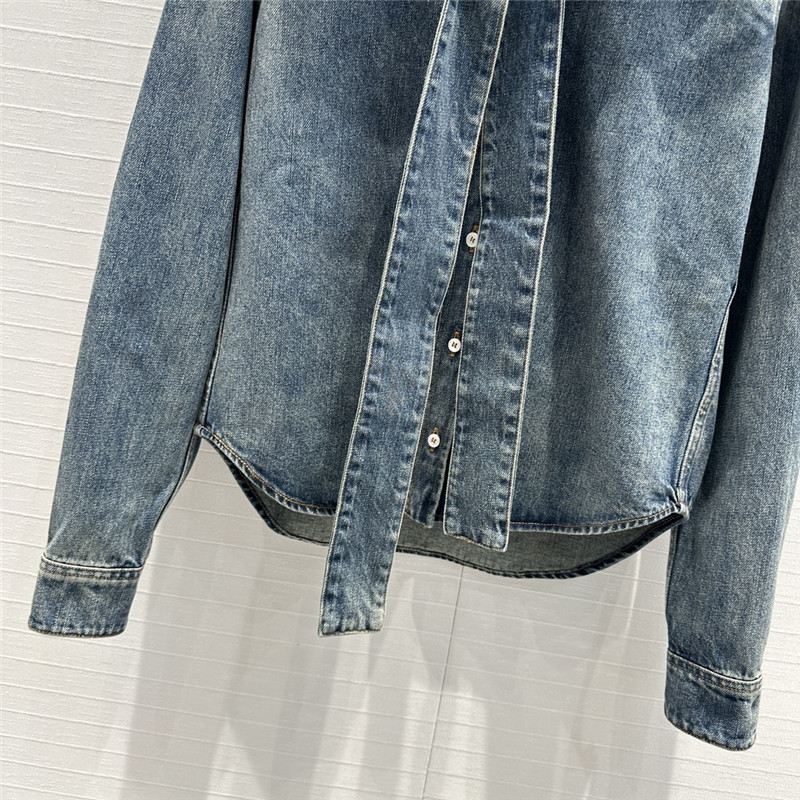 L0ew* bow tie lapel denim shirt replica clothing sites