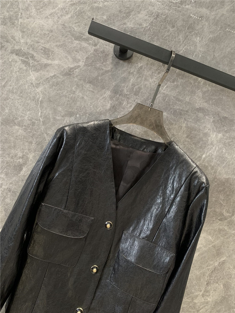 Ch**el sheep patent leather jacket replica d&g clothing