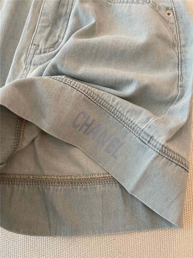 Ch**el sky blue denim shorts replica designer clothes
