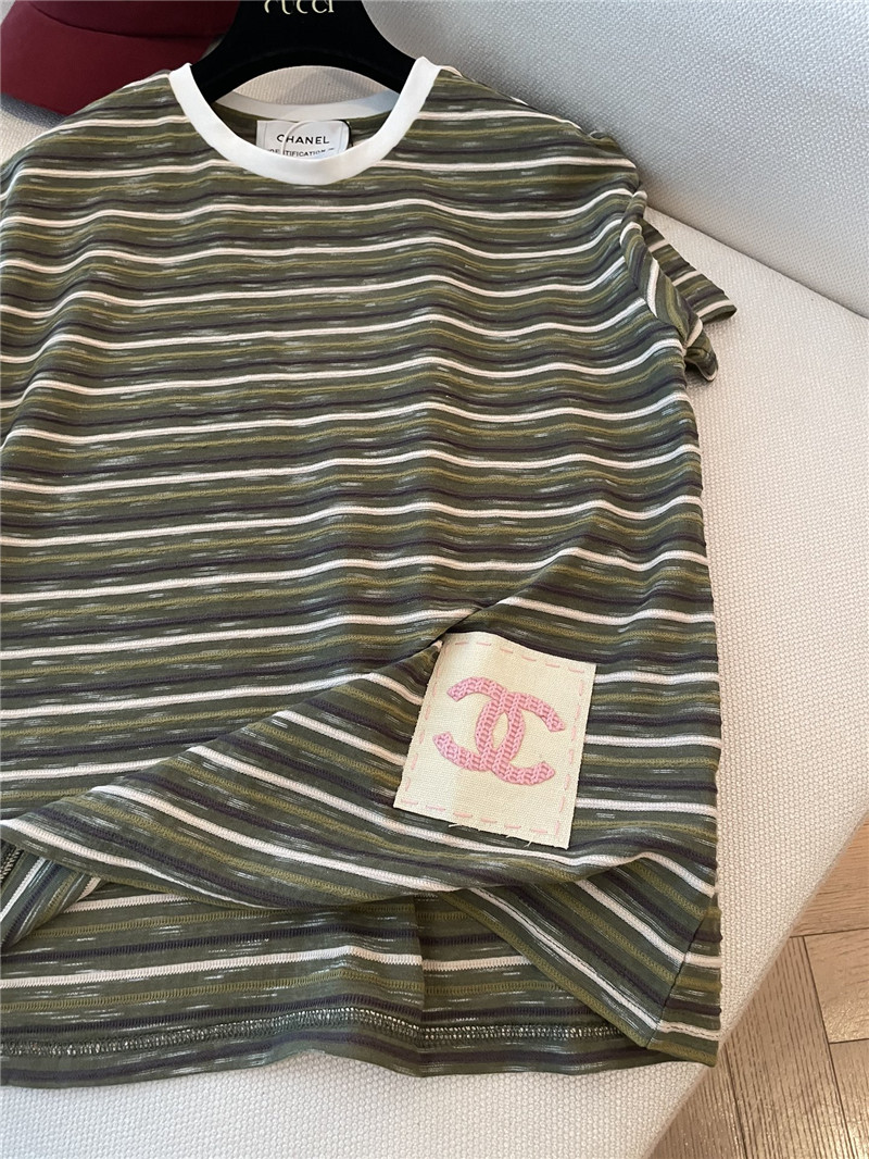 Ch**el striped short sleeve cheap replica designer clothes
