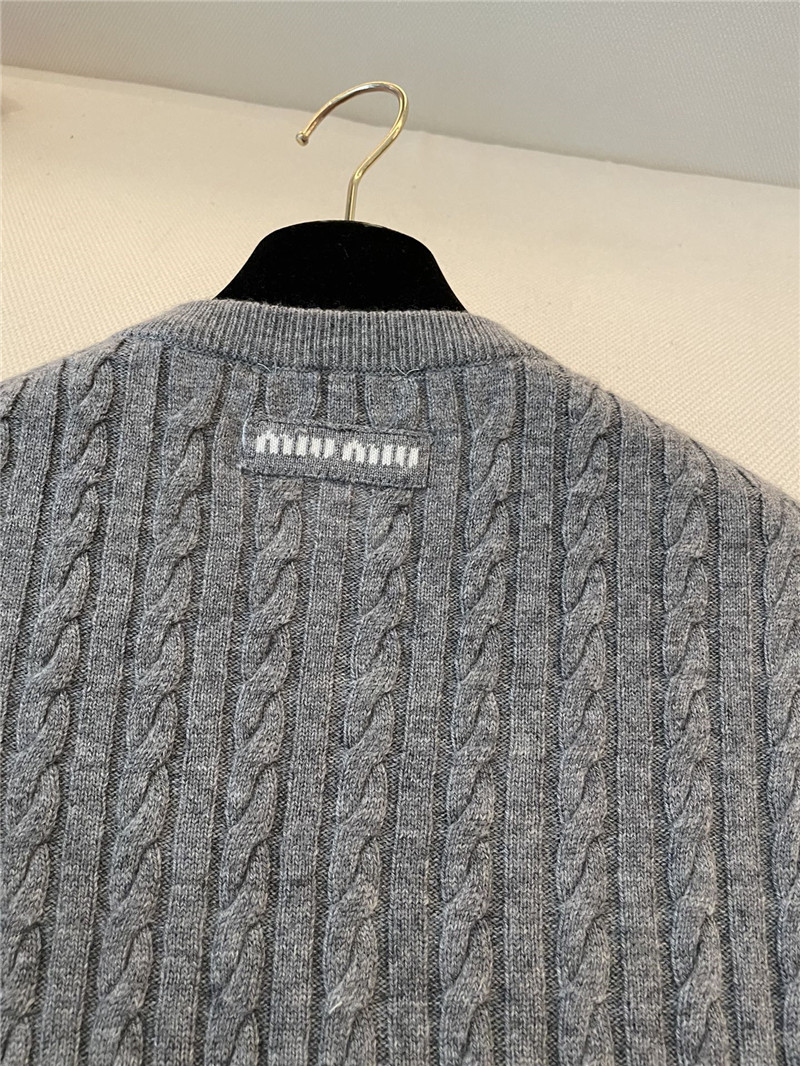 M1um1u cable knitted grey cardigan replica clothing sites