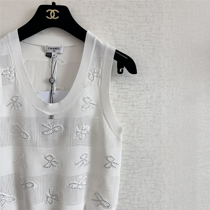 Ch**el bow rhinestone vest replica d&g clothing