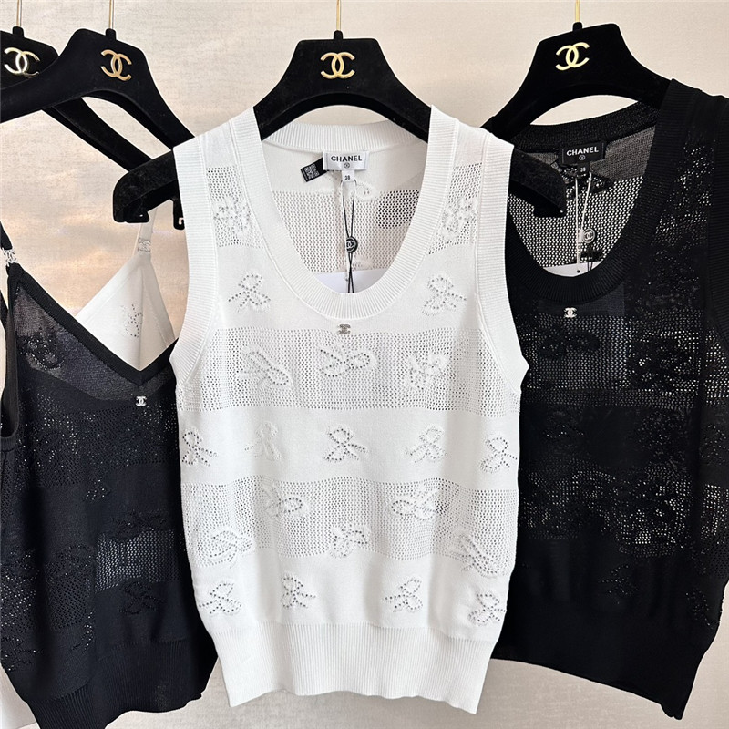 Ch**el bow rhinestone vest replica d&g clothing