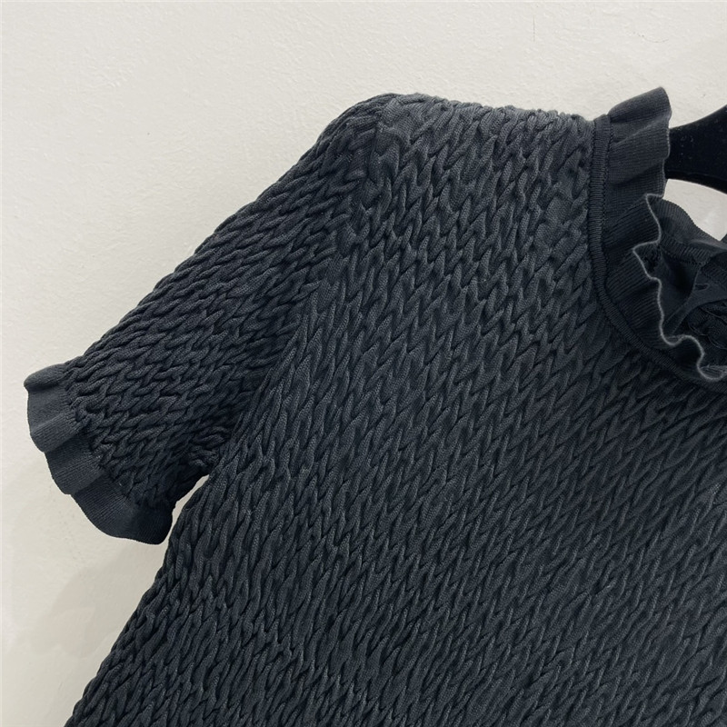 Ch**el geometric wave pleated short sleeves replica d&g clothing