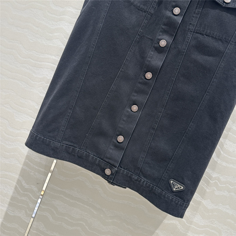 Pra*a black functional long vest replica clothing sites