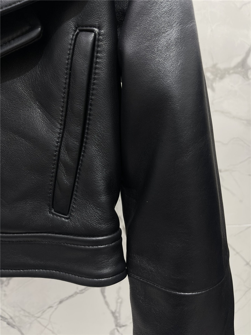 Y51 wide shoulder short leather jacket replicas clothes