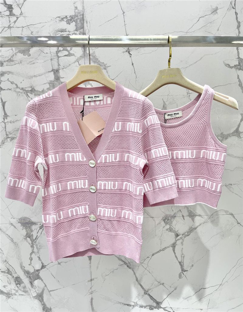 M1um1u letter jacquard cardigan replica d&g clothing