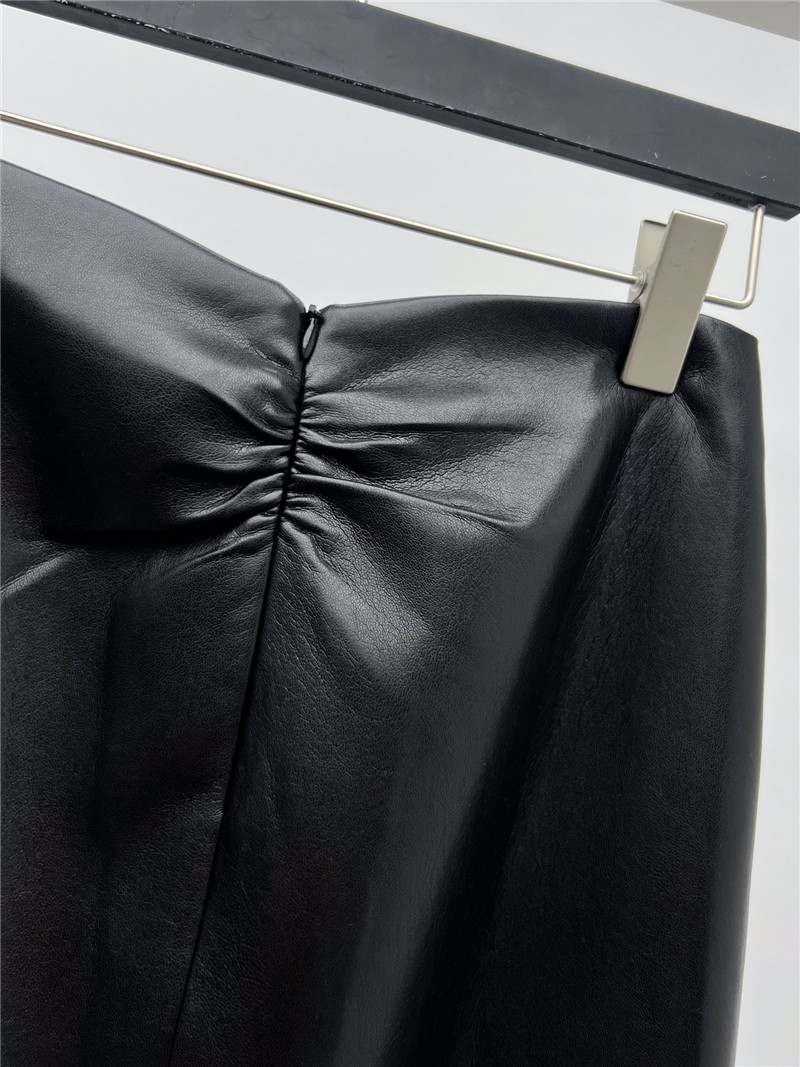 Y51 knot slit leather skirt cheap replica designer clothes