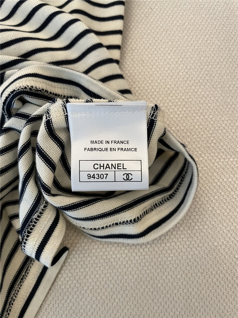 Ch**el navy striped short-sleeved replicas clothes