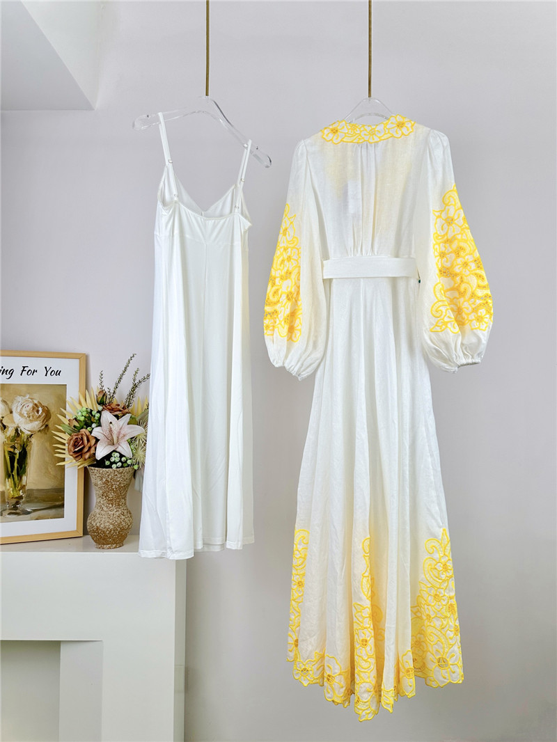 zimm embroidery detail long dress replica clothes