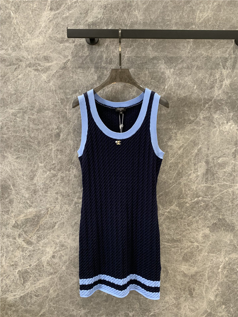 Ch**el double c knitted vest dress replica clothes