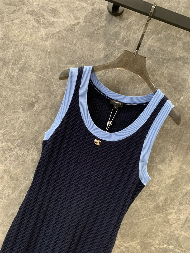 Ch**el double c knitted vest dress replica clothes