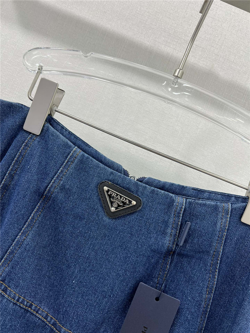Pra*a triangle logo denim skirt replica d&g clothing