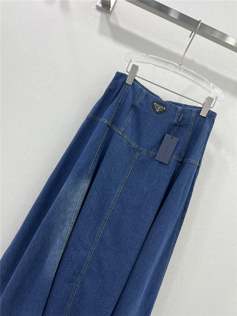 Pra*a triangle logo denim skirt replica d&g clothing