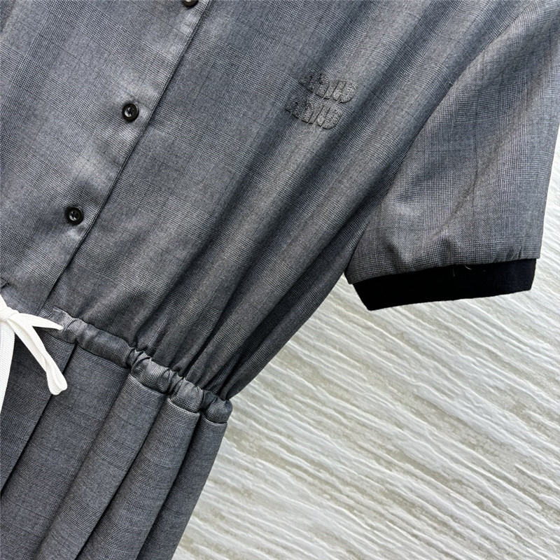 M1um1u lapel pleated drawstring dress replica d&g clothing