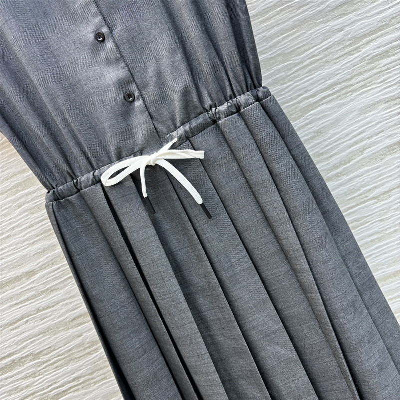 M1um1u lapel pleated drawstring dress replica d&g clothing