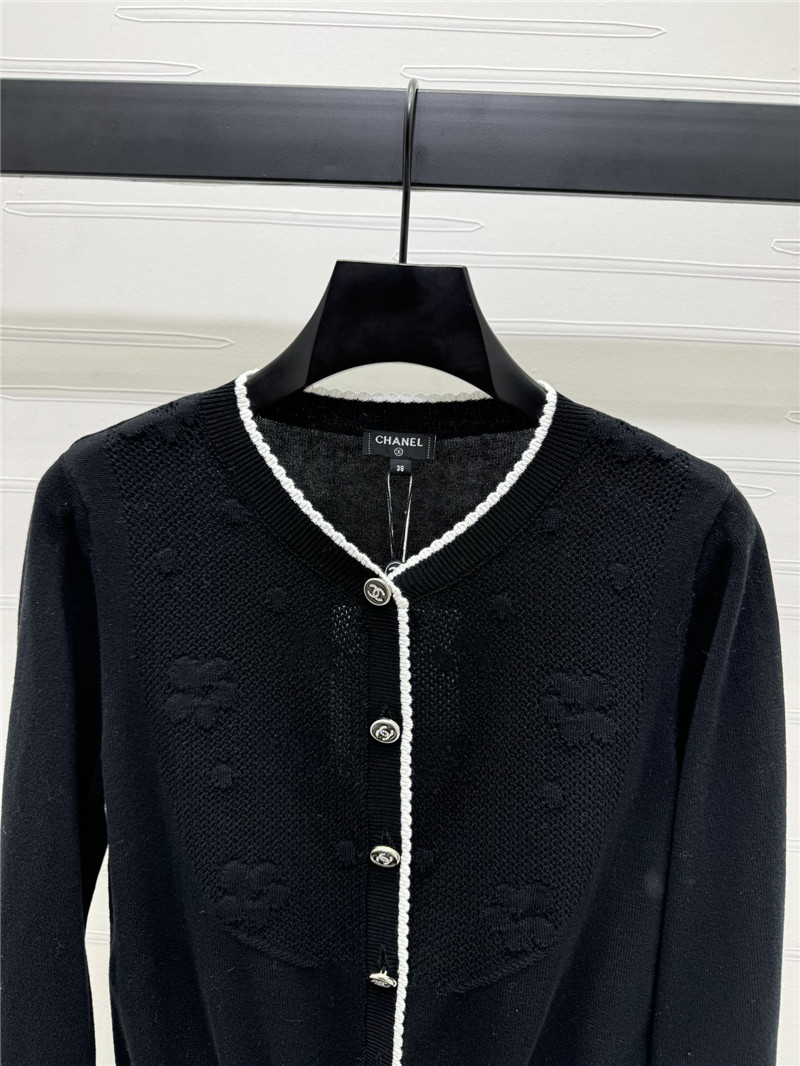 Ch**el jacquard knitted v-neck cardigan replica clothes