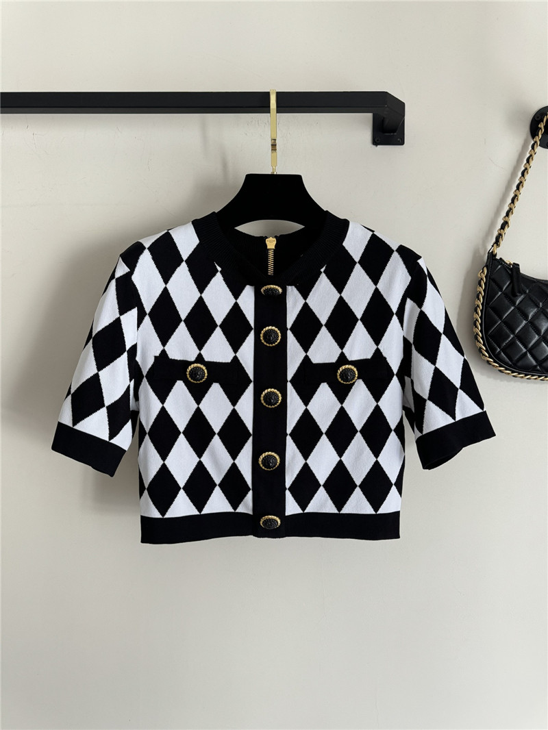balmain black and white D1am0nd cardigan replica clothes