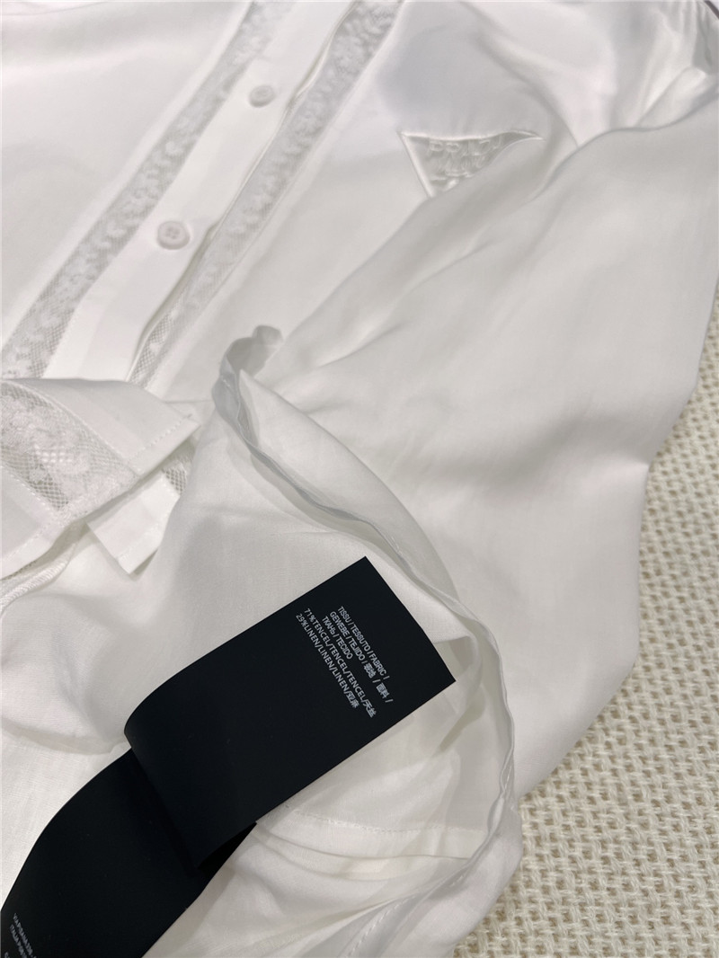 Pra*a tencel linen white shirt replica clothing sites