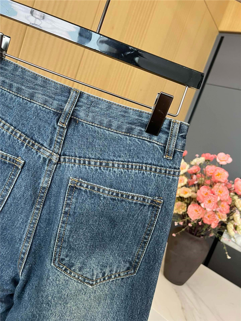 Ch**el dark blue straight jeans replica clothes