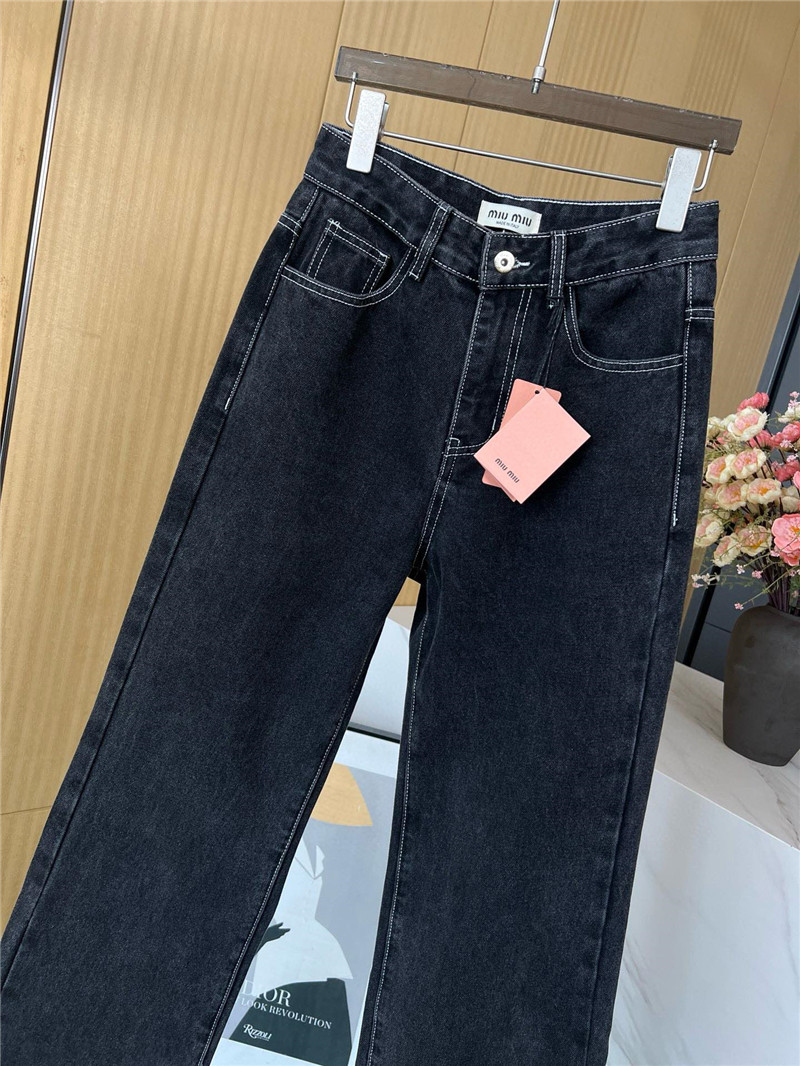 M1um1u black grey denim trousers replica clothes