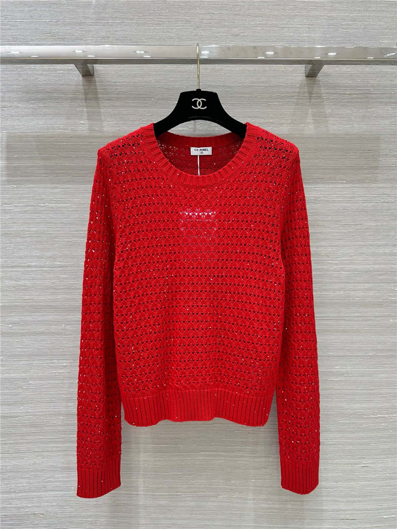 Ch**el hollow crochet top replica clothing sites