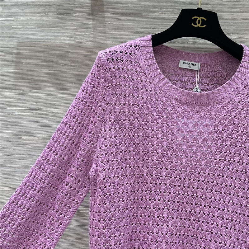 Ch**el hollow crochet top replica clothing sites