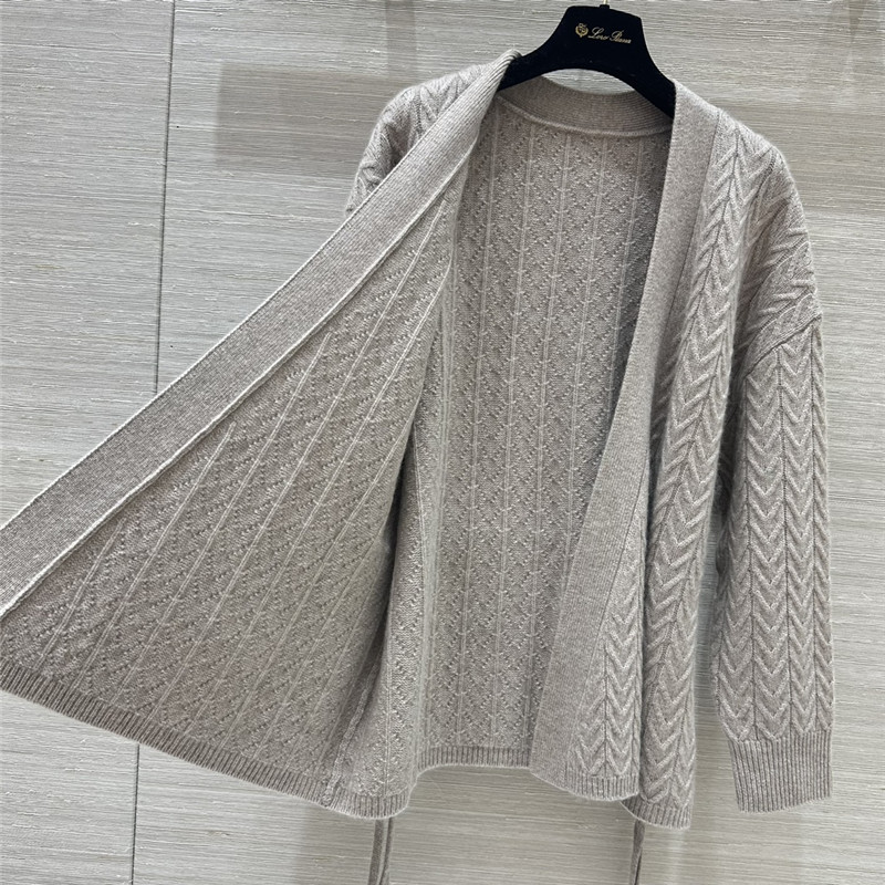 L0r0 P1ana pure cashmere curly tie coat replica clothes