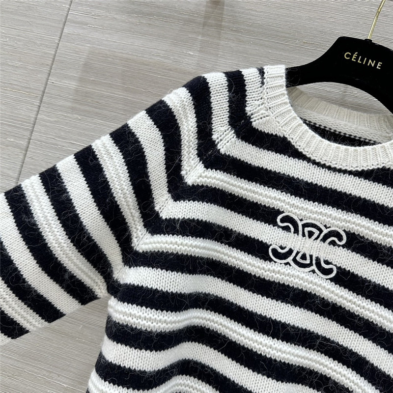 Ce1i*e striped crew neck pullover sweater
