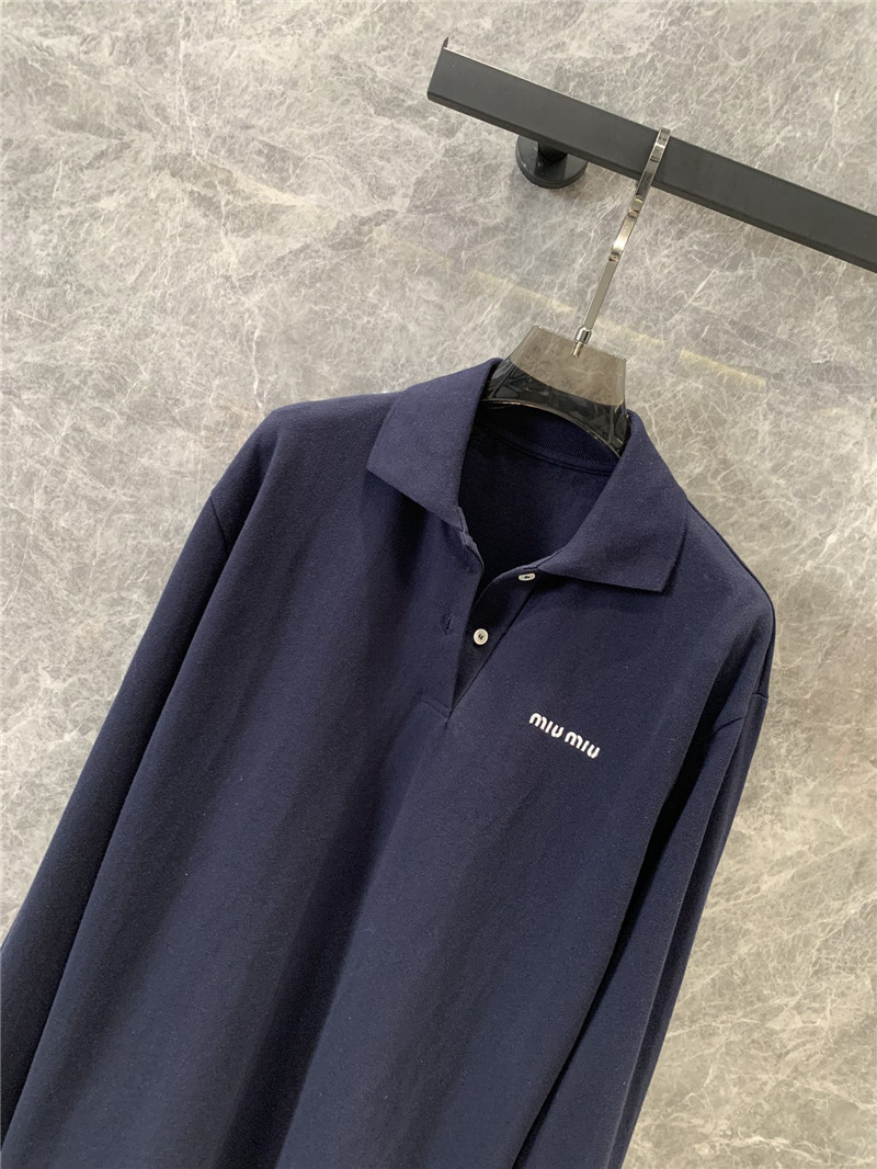 M1um1u lapel long-sleeved polo shirt replica designer clothes