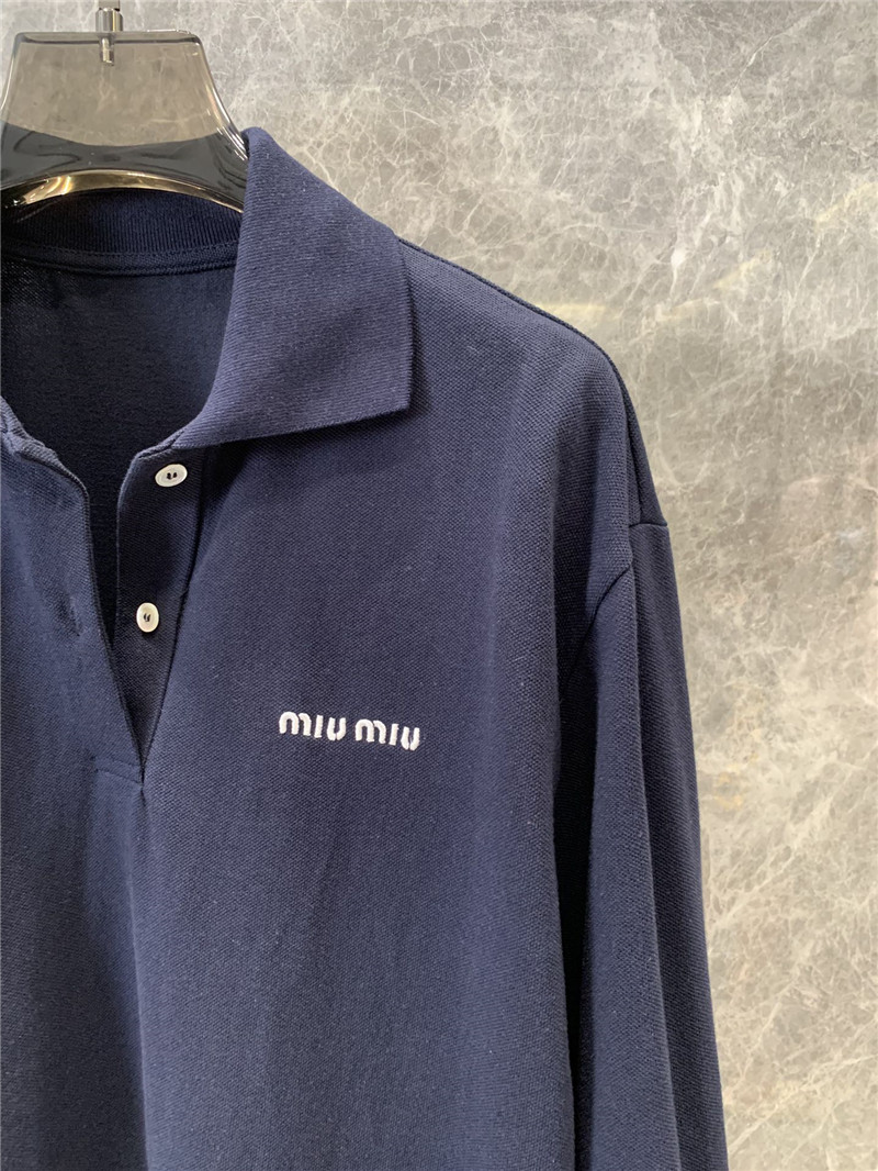 M1um1u lapel long-sleeved polo shirt replica designer clothes