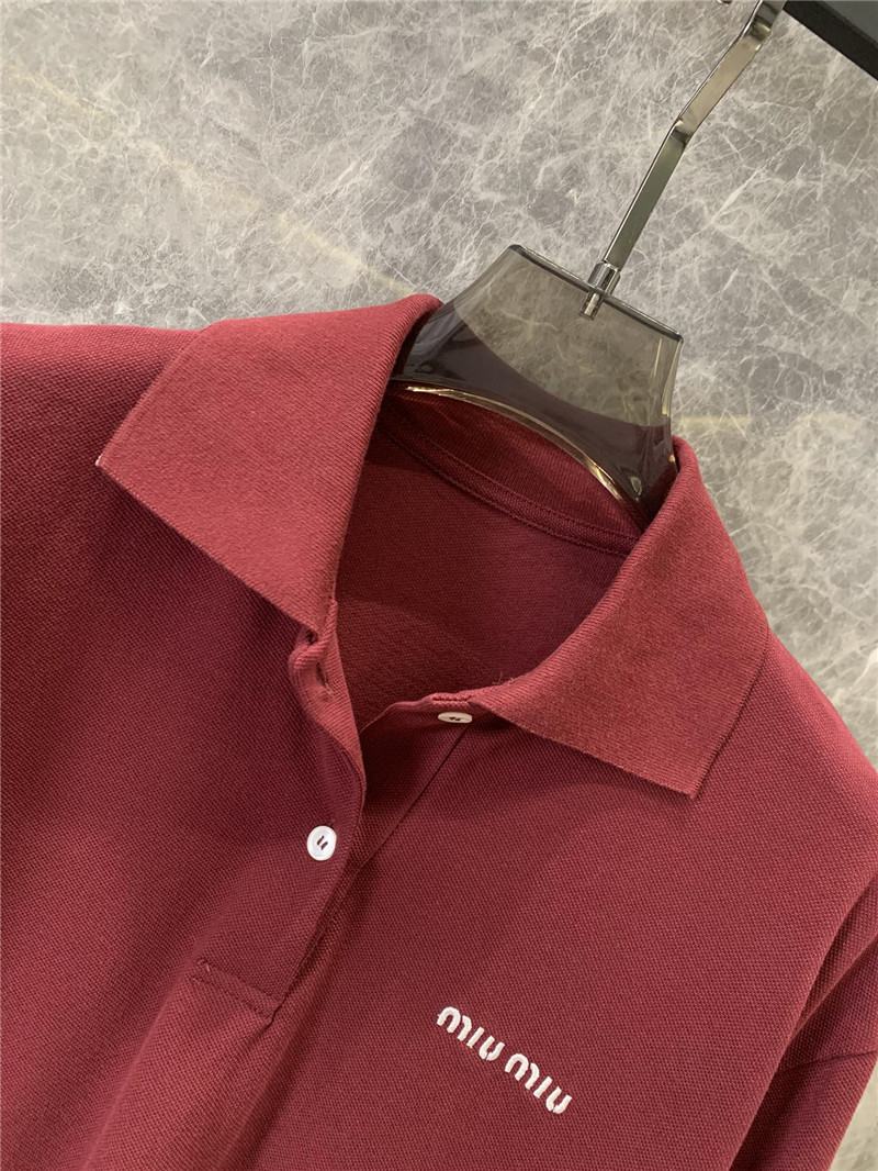 M1um1u lapel long-sleeved polo shirt replica designer clothes