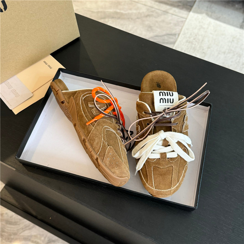 New Balance x Miu Miu 530 SL Faded Suede Brown Mules