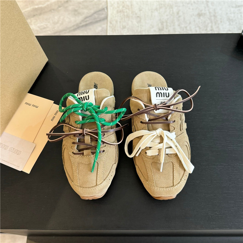 New Balance x Miu Miu 530 SL Faded Suede Ecru Mules