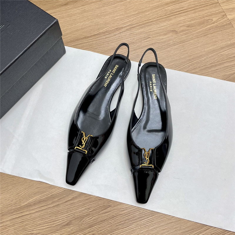 Sa1nt Lau*nt babylone slingback flats black patent leather