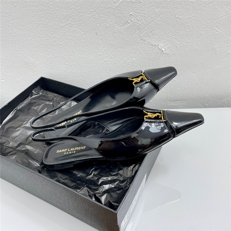 Sa1nt Lau*nt babylone slingback flats black patent leather