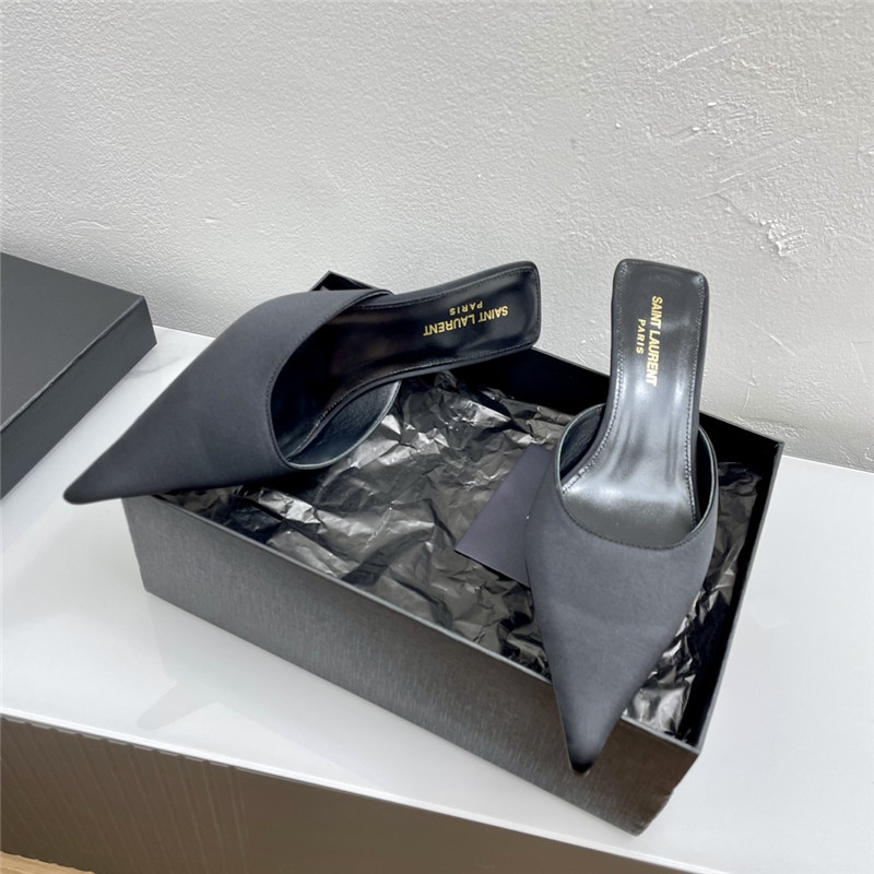 Sa1nt Lau*nt barbara mules black satin crepe