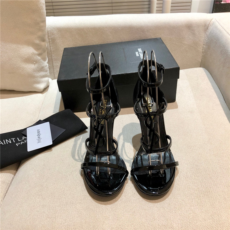 Sa1nt Lau*nt cassandra black patent heels sandals